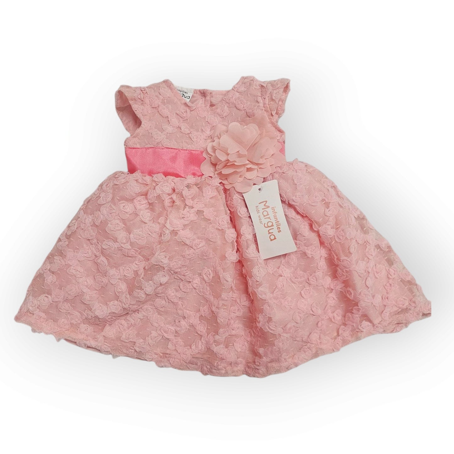 Vestido Fucsia de Tul 3D Recto Talla 6 Meses B076BFAIBHB