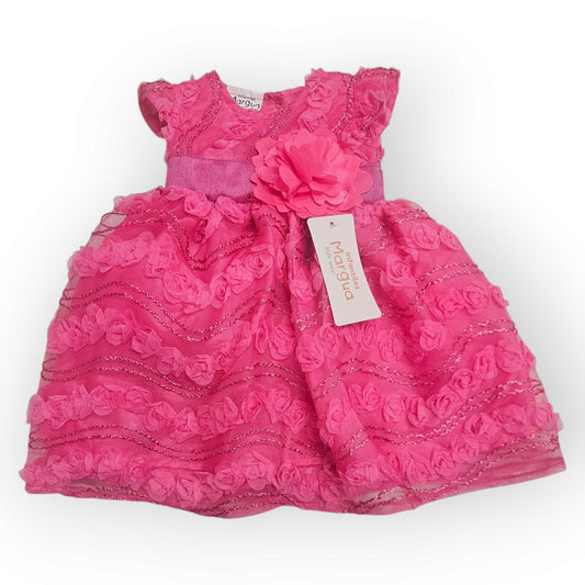 Vestido Fucsia de Tul 3D Recto Talla 6 Meses B076BFAIBHB