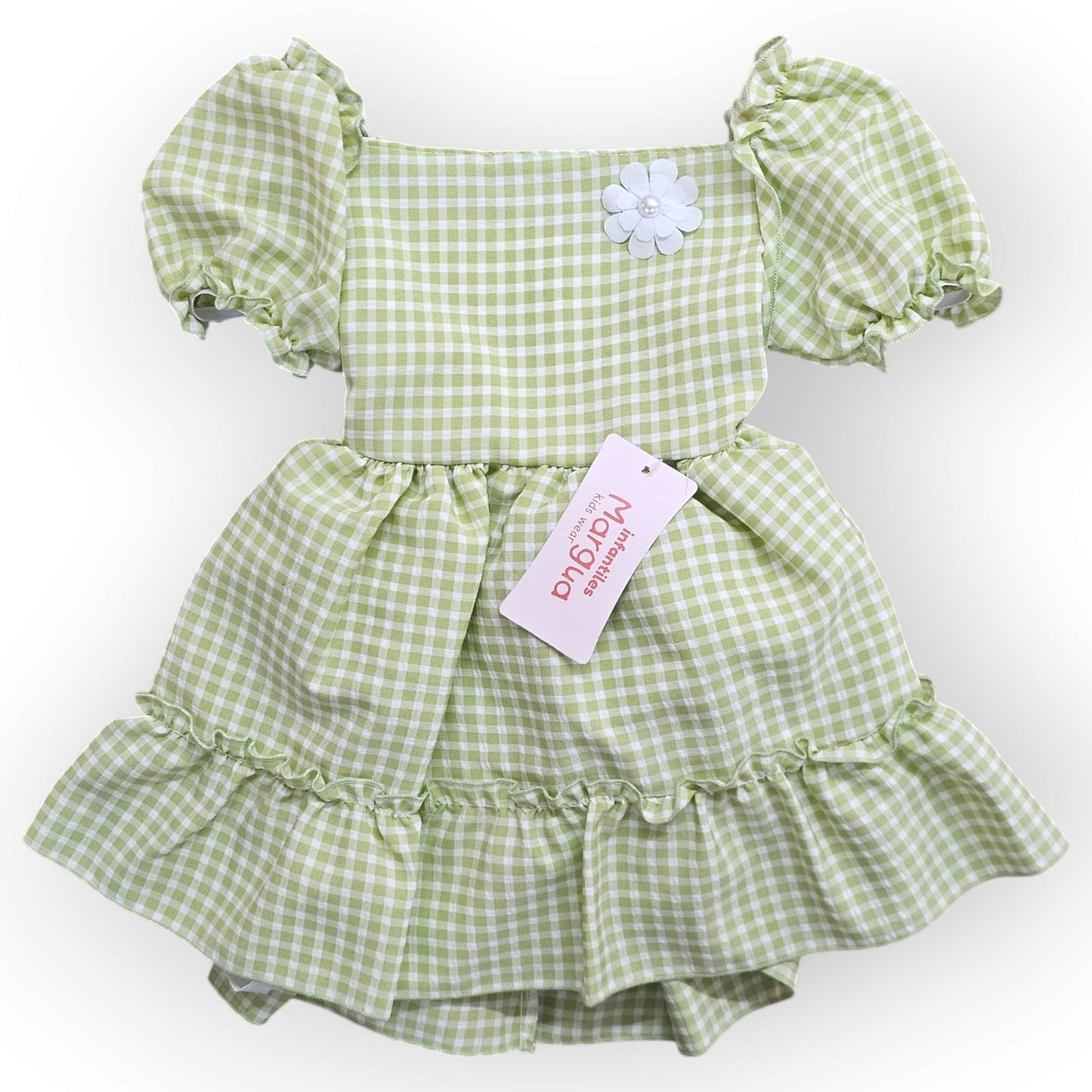 Vestido Verde limón de Gasa Recto Talla 2 Años B077BFALBPG