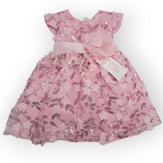 Vestido Rosa pastel de Tul 3D Recto Talla 6 Meses B073AFAIBDB